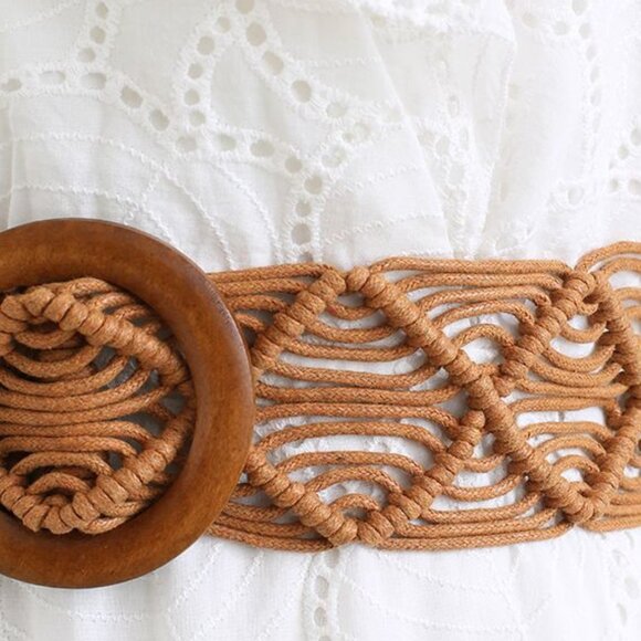 Urban Outfitters Woven Waxed Macrame Boho Bohemian Style Buckle Belt in 3 Colors - Picture 15 of 16